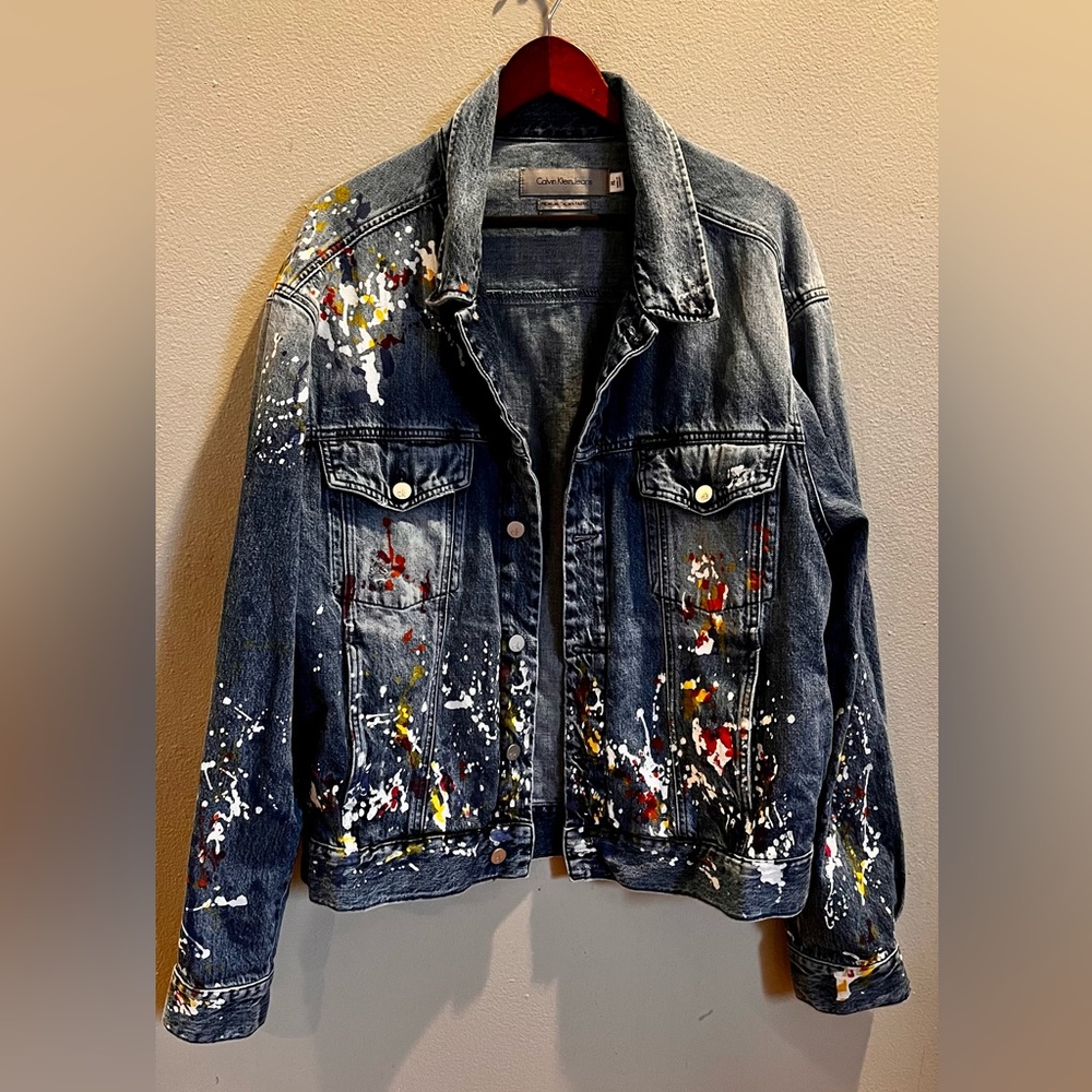 CALVIN KLEIN Y2K Italian Art Trucker Denim Jacket UNISEX